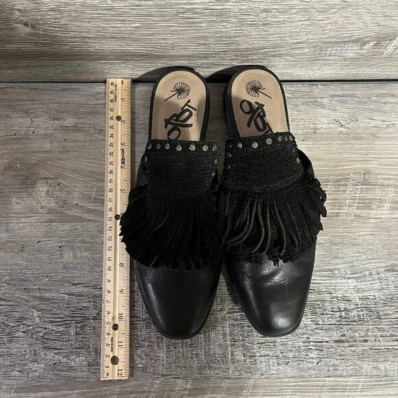 OTBT Womens Black Gleam Leather Mules Loafer Slides Size 8.5M - Picture 4 of 11